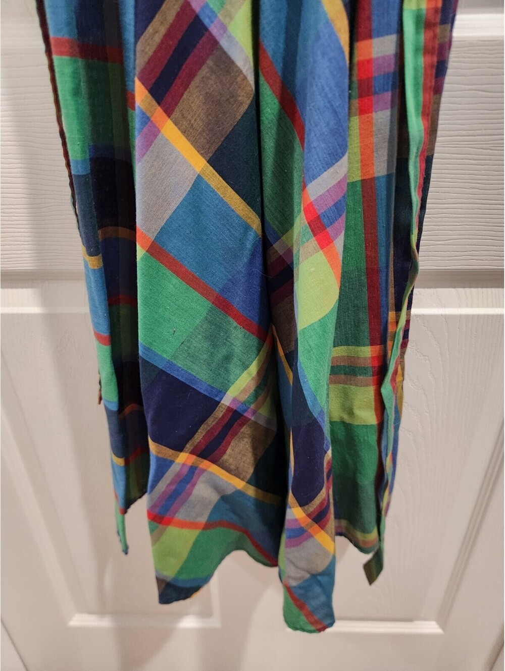 Vtg Hand Tailored Women’s S Plaid Square Neck Sleeveless A-Line Midi Dress - Picture 5 of 9